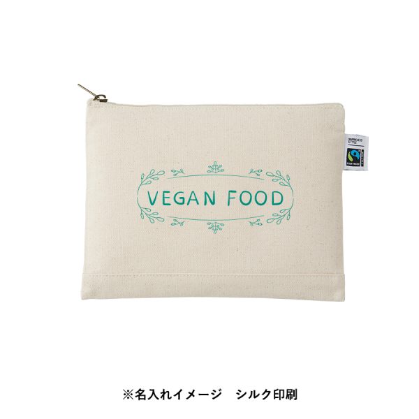 フェアトレードコットンキャンバスフラットポーチ（M）　ナチュラル　[フェアトレード認証商品] - 画像 (4)